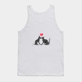 Cat and dog kissing Tank Top